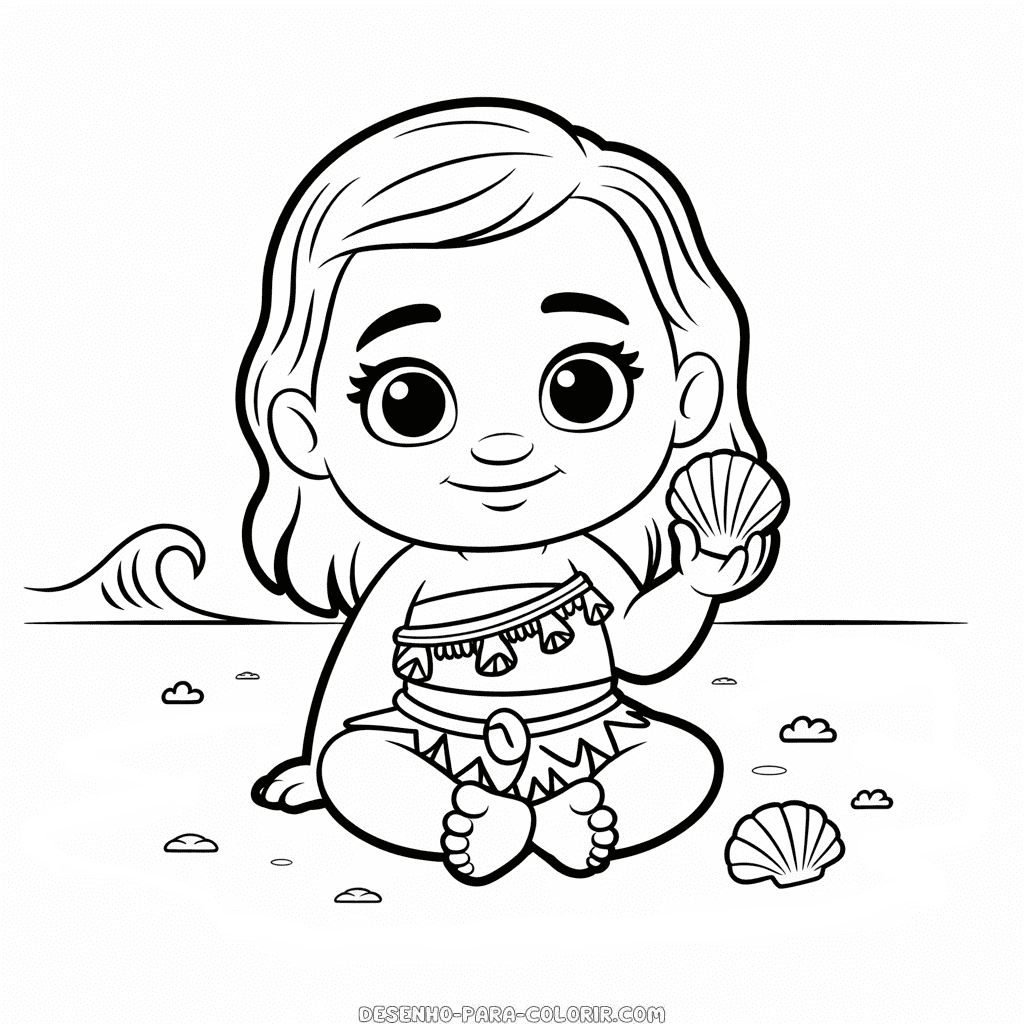 Desenho da Bebê Moana para Colorir