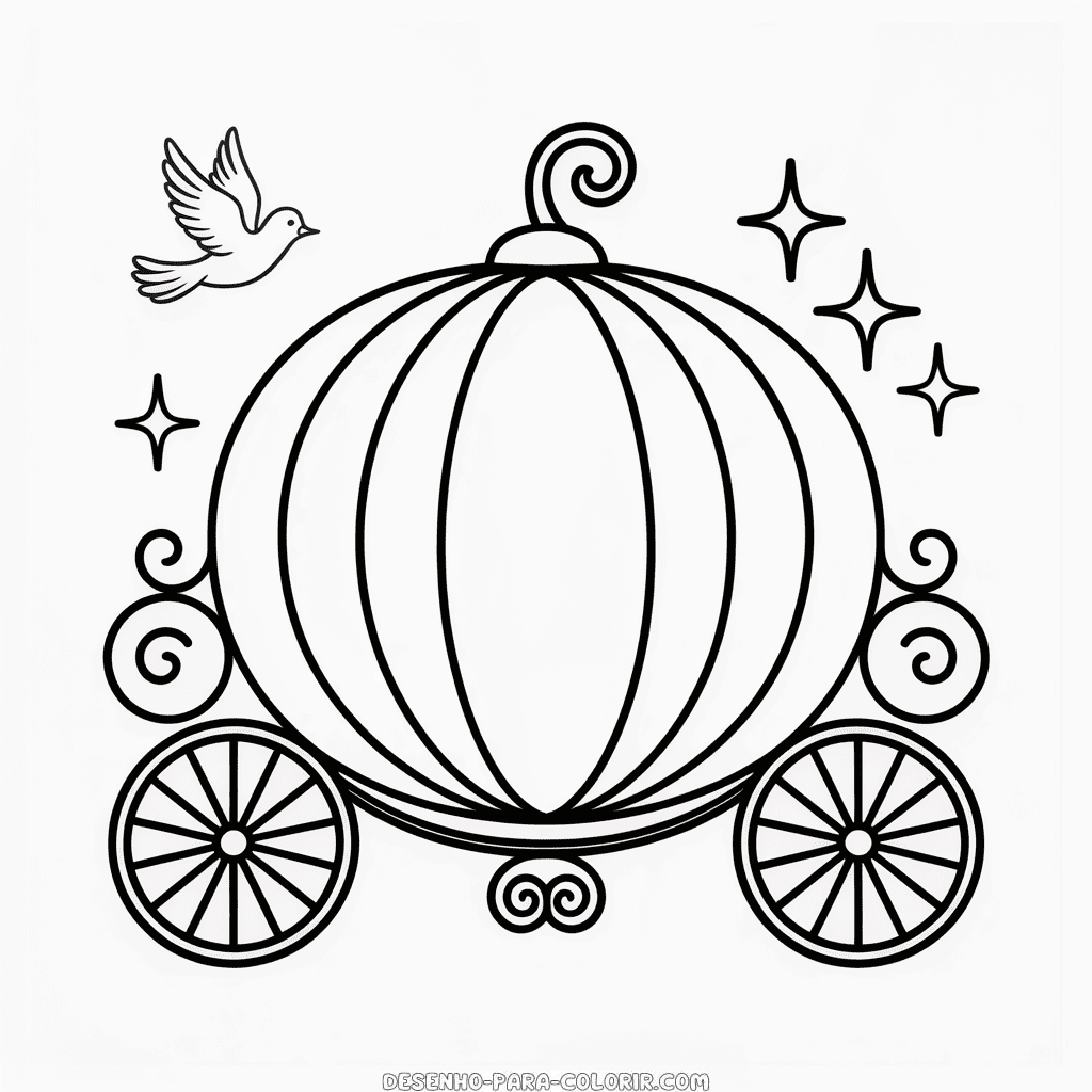 Desenho da Carruagem de Abóbora da Cinderela para Colorir