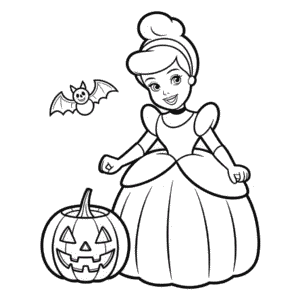 Desenho da Cinderela Halloween para Colorir