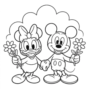 Desenho da Daisy e Mickey Mouse para Colorir