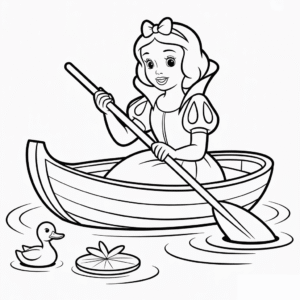 Desenho da Disney Branca de Neve no Barco para Colorir