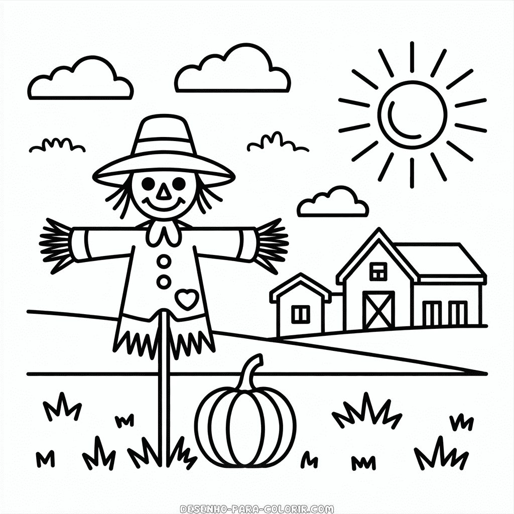 Desenho da Fazenda no Outono para Colorir