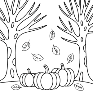 Desenho da Floresta no Outono para Colorir