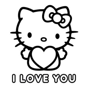 Desenho da Hello Kitty Eu Te Amo para Colorir