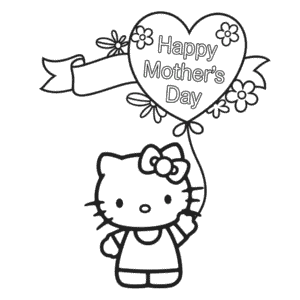 Desenho da Hello Kitty Feliz Dia das Mães para Colorir