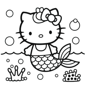 Desenho da Hello Kitty Sereia para Colorir