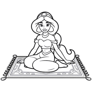 Desenho da Jasmine e do Tapete Mágico para Colorir