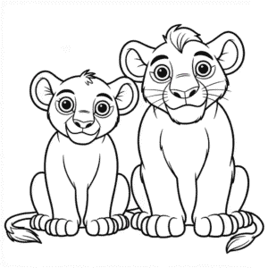 Desenho da Kiara e Kovu de O Rei Leão para Colorir