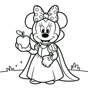 Desenho da Minnie Mouse Vestida de Branca de Neve para Colorir