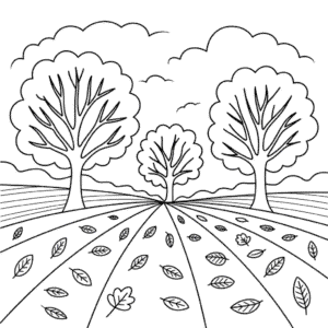 Desenho da Paisagem do Outono para Colorir
