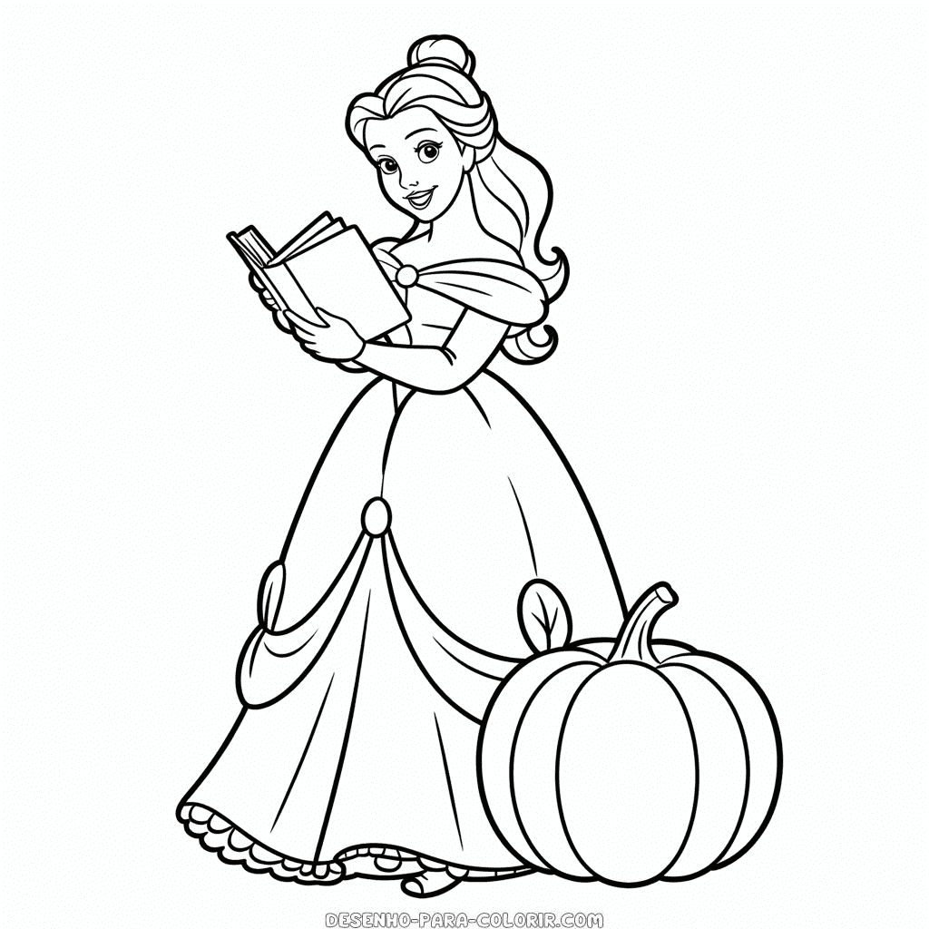 Desenho da Princesa Disney no Outono para Colorir