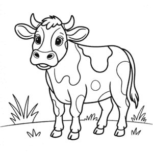 Desenho da Vaca Preto e Branco para Colorir