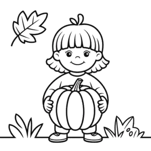 Desenho das Crianças no Outono para Colorir