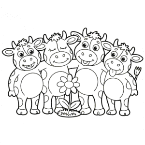 Desenho das Quatro Vacas para Colorir