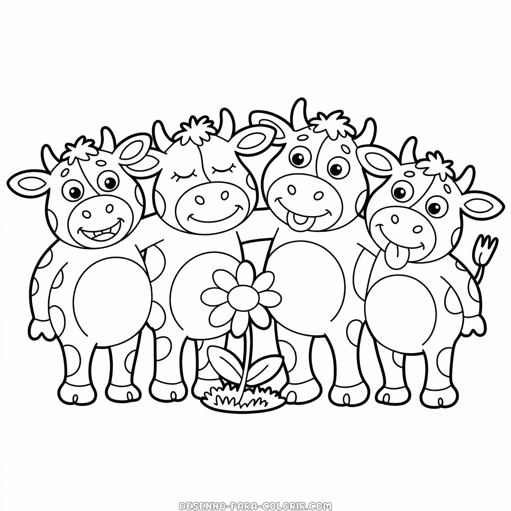 Desenho das Quatro Vacas para Colorir