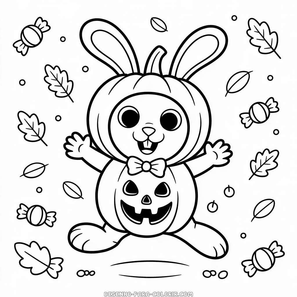 Desenho de Animal Fofo do Halloween para Colorir
