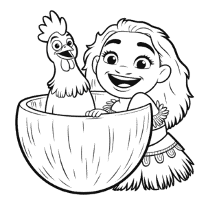 Desenho de Hei Hei e Moana para Colorir