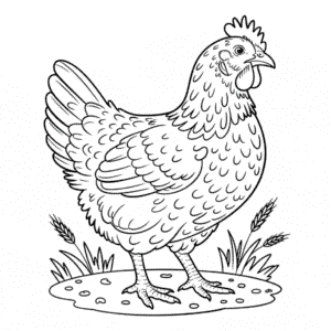 Desenho Detalhado da Galinha para Colorir