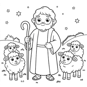 Desenho do Abraão e das Ovelhas para Colorir