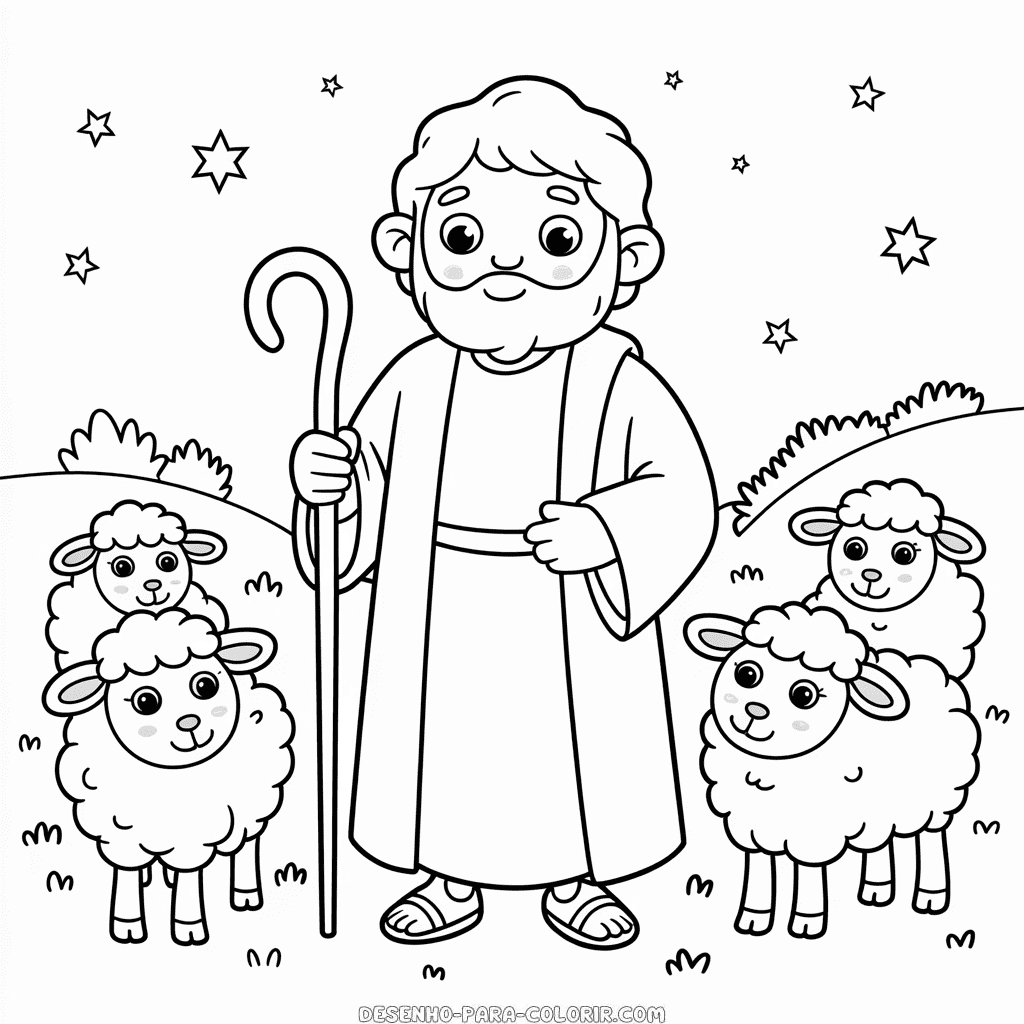 Desenho do Abraão e das Ovelhas para Colorir
