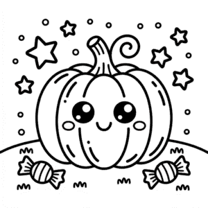 Desenho do Adorável e Fofo Halloween para Colorir