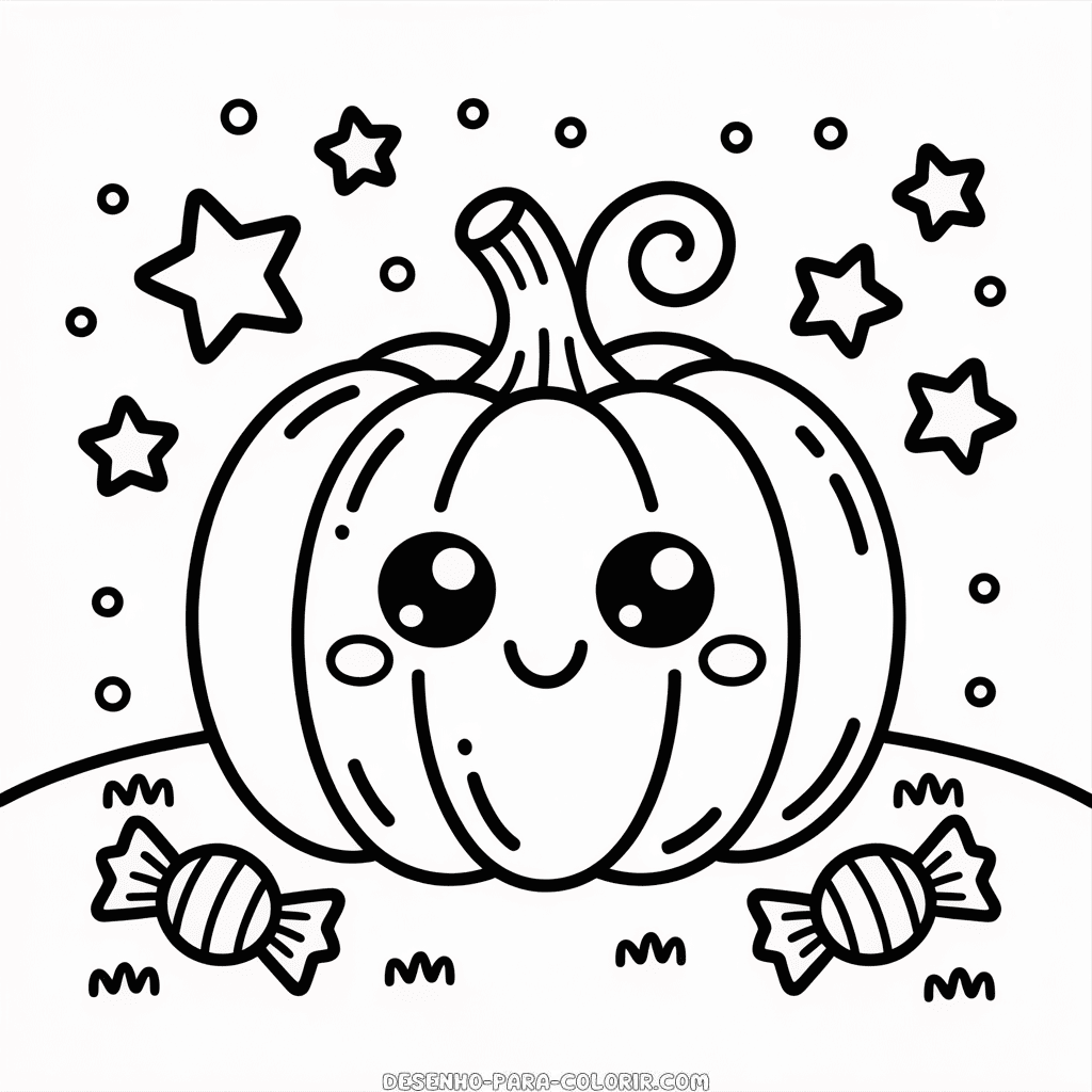 Desenho do Adorável e Fofo Halloween para Colorir