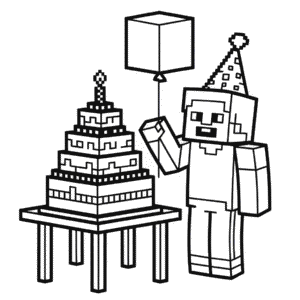 Desenho do Aniversário Minecraft para Colorir