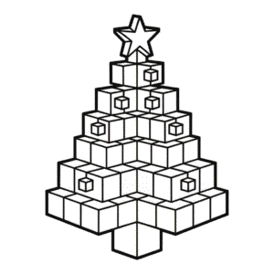 Desenho do Árvore de Natal Minecraft para Colorir