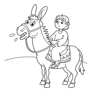 Desenho do Balaão Sentado no Burro para Colorir
