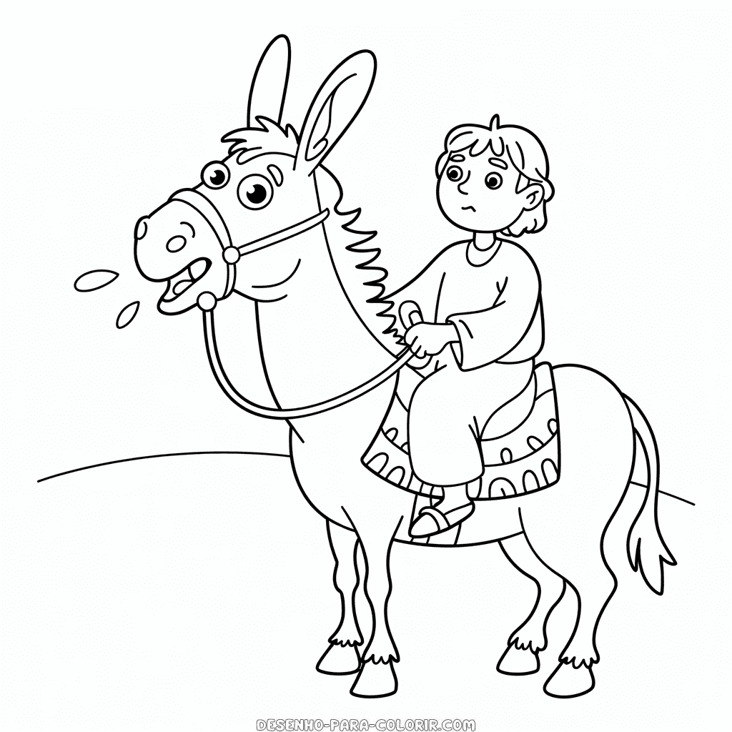 Desenho do Balaão Sentado no Burro para Colorir