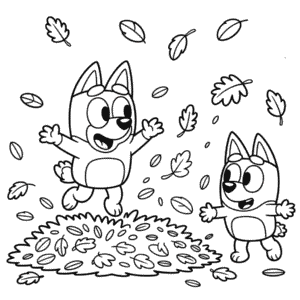 Desenho do Bluey de Outono para Colorir