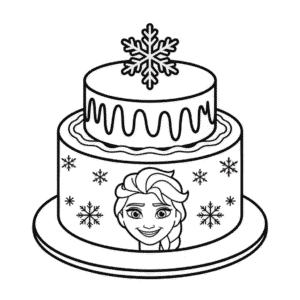 Desenho do Bolo da Elsa para Colorir