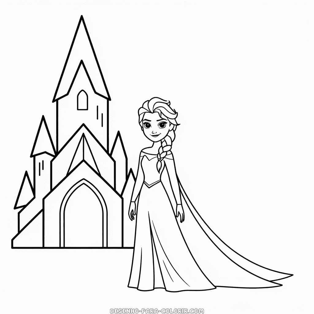 Desenho do Castelo da Elsa para Colorir