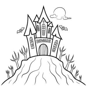 Desenho do Castelo de Halloween para Colorir