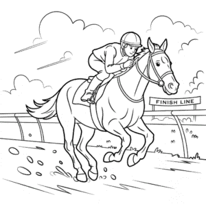 Desenho do Cavalo Correndo na Corrida para Colorir
