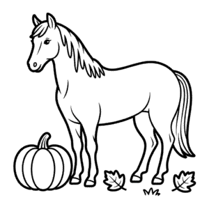Desenho do Cavalo no Outono para Colorir
