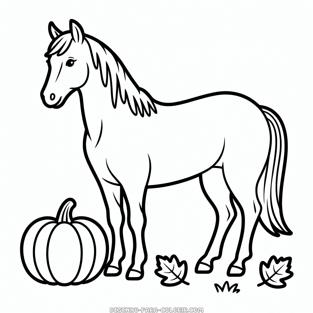 Desenho do Cavalo no Outono para Colorir