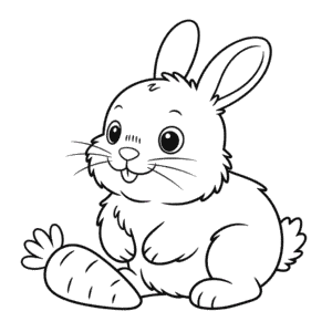 Desenho do Coelhinho Bebê com Cenoura para Colorir