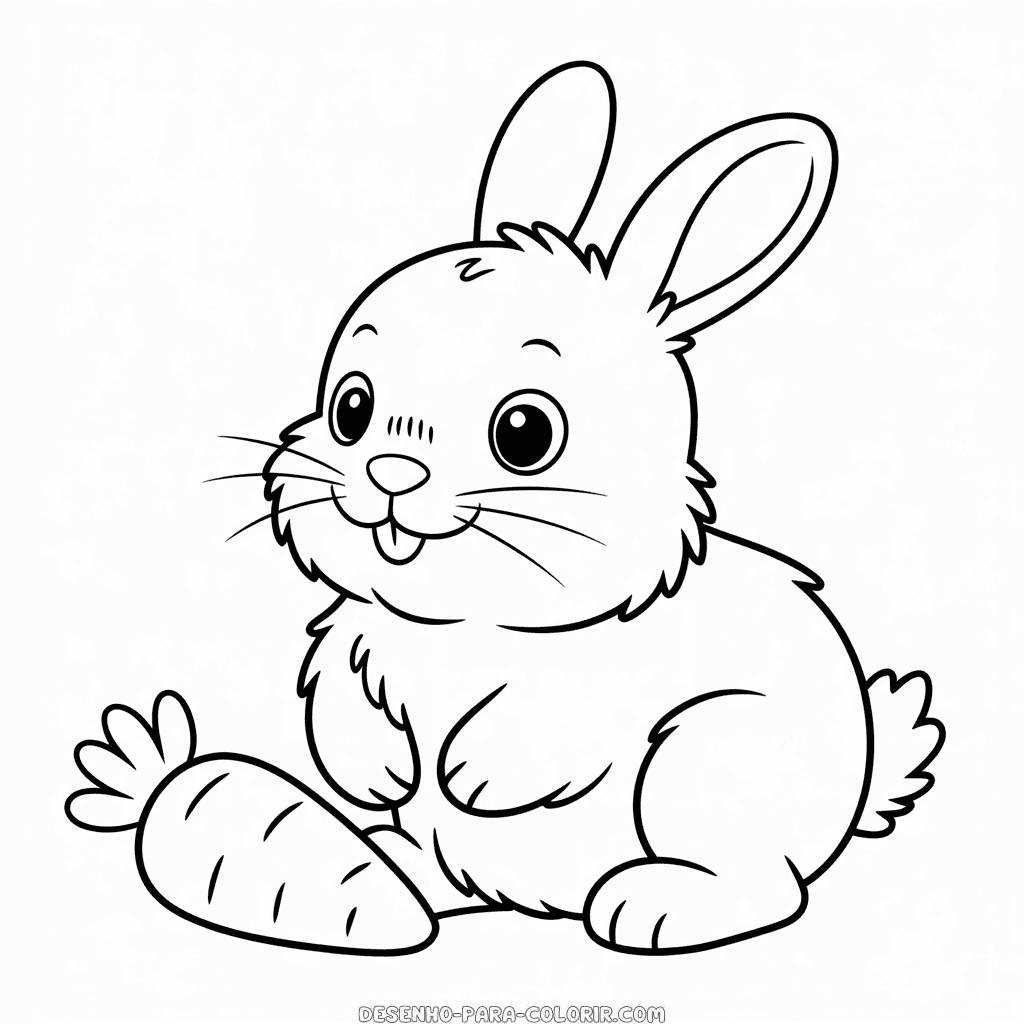 Desenho do Coelhinho Bebê com Cenoura para Colorir