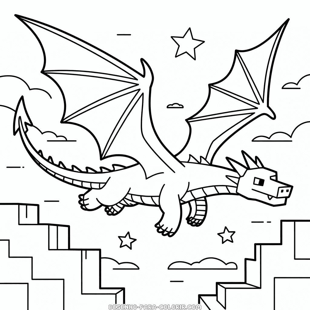 Desenho do Dragão Minecraft para Colorir