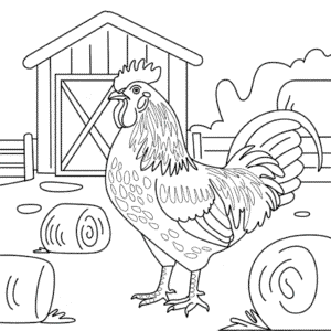 Desenho do Galo Realista para Colorir