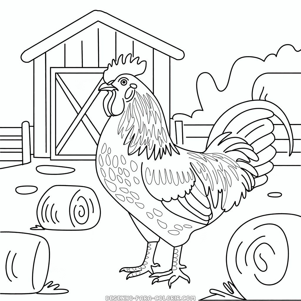 Desenho do Galo Realista para Colorir