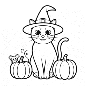 Desenho do Gato Adulto de Halloween para Colorir