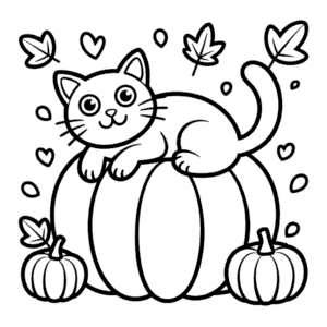 Desenho do Gato no Outono para Colorir