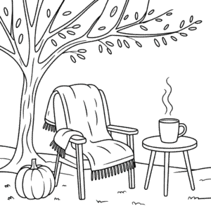 Desenho do Outono Aconchegante para Colorir