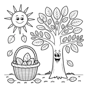 Desenho do Outono em Desenho Animado para Colorir