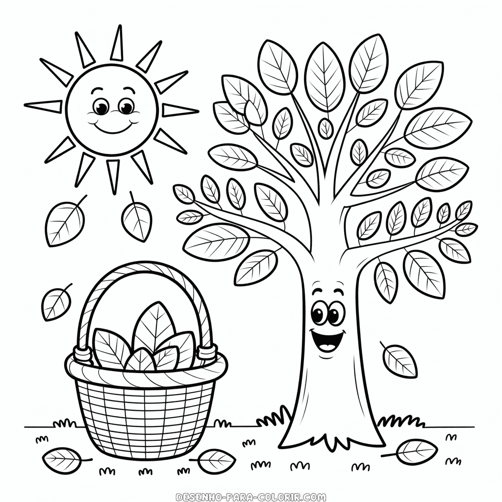 Desenho do Outono em Desenho Animado para Colorir