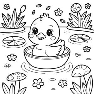 Desenho do Patinho Kawaii para Colorir