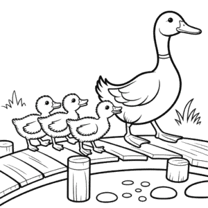 Desenho do Pato e Patinhos para Colorir