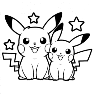 Desenho do Pichu e Pikachu para Colorir